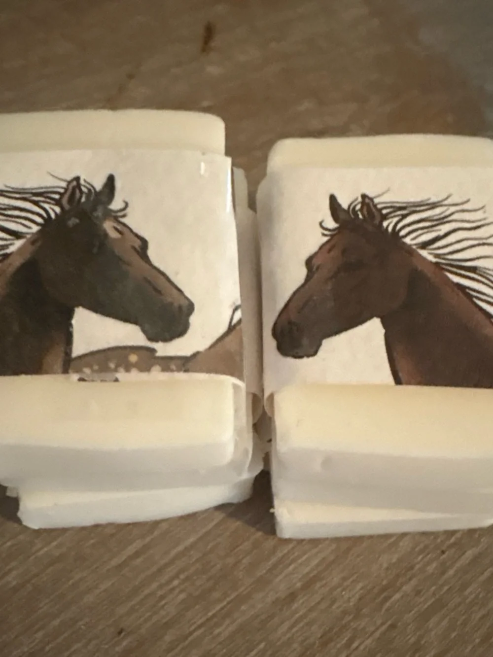 Artisan Horse-Print Bath Soap -All natural goats milk soap - Cream Cocanut Bar